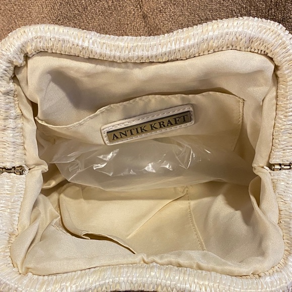 Antik Kraft Cream Woven Mini Bag with Tan Chain Handle - Picture 3 of 3